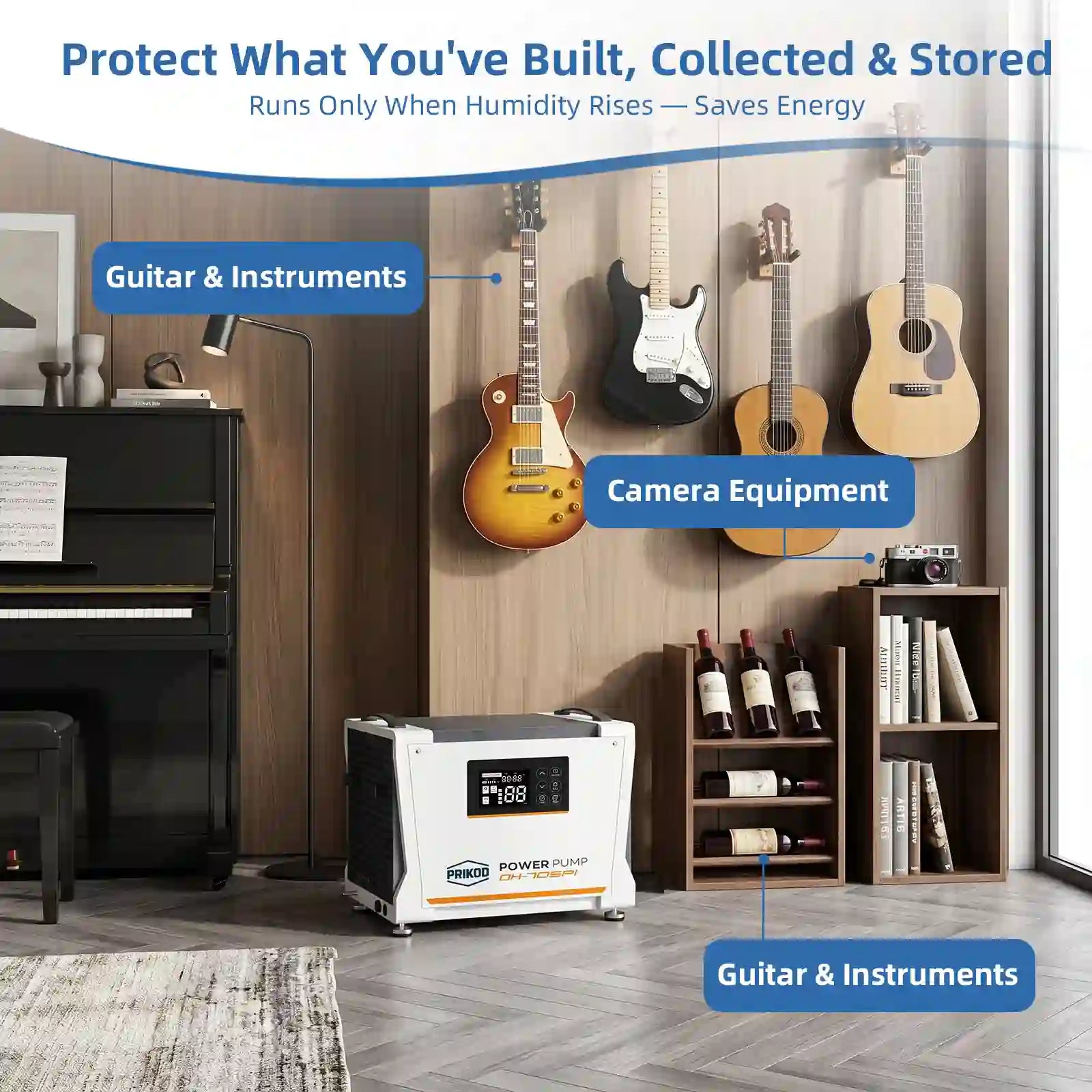 70 Pint Commercial Dehumidifier with Pump for Basement up to 1,000 Sq. Ft, Portable Dehumidifier with 16.5-Ft Drain Hose for Crawl Space, Garage, Auto Defrost & Auto Shut Off, Memory Starting