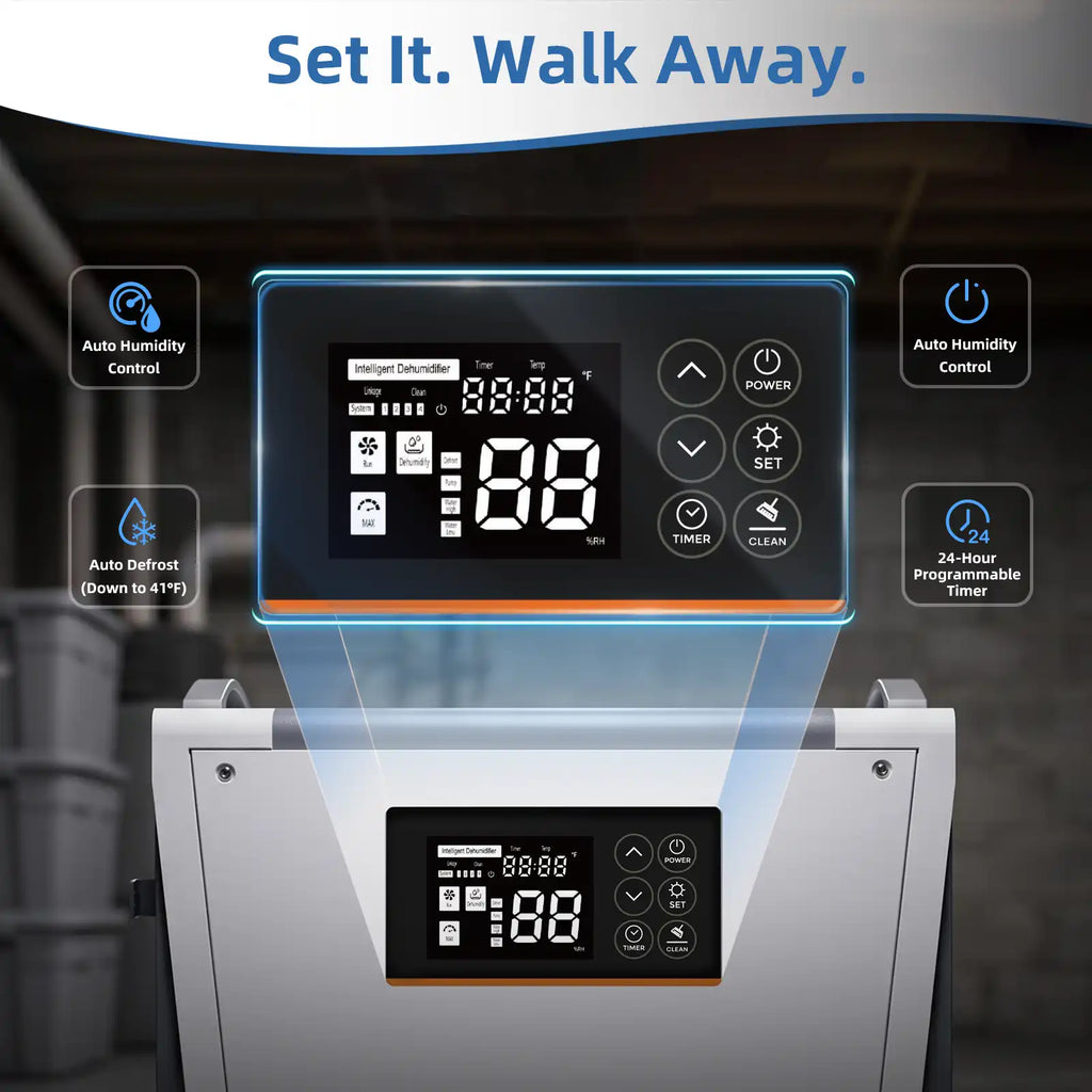 70 Pint Dehumidifier 1000 SQFT AutoDefrost Timer MemoryStart