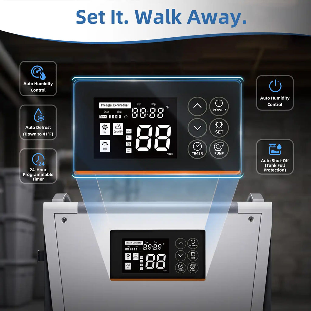 70 Pint Commercial Dehumidifier with Pump for Basement up to 1,000 Sq. Ft, Portable Dehumidifier with 16.5-Ft Drain Hose for Crawl Space, Garage, Auto Defrost & Auto Shut Off, Memory Starting