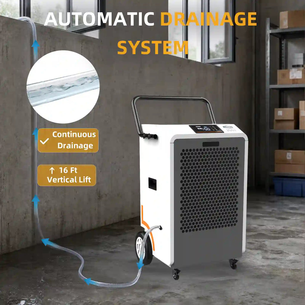 260 Pint Commercial Dehumidifier Built-in Pump for 8500 Sq Ft, Large Capacity Industrial Dehumidifier with Auto Defrost for Basement, Crawl Space, Water Damage Restoration, Includes Drain Hose