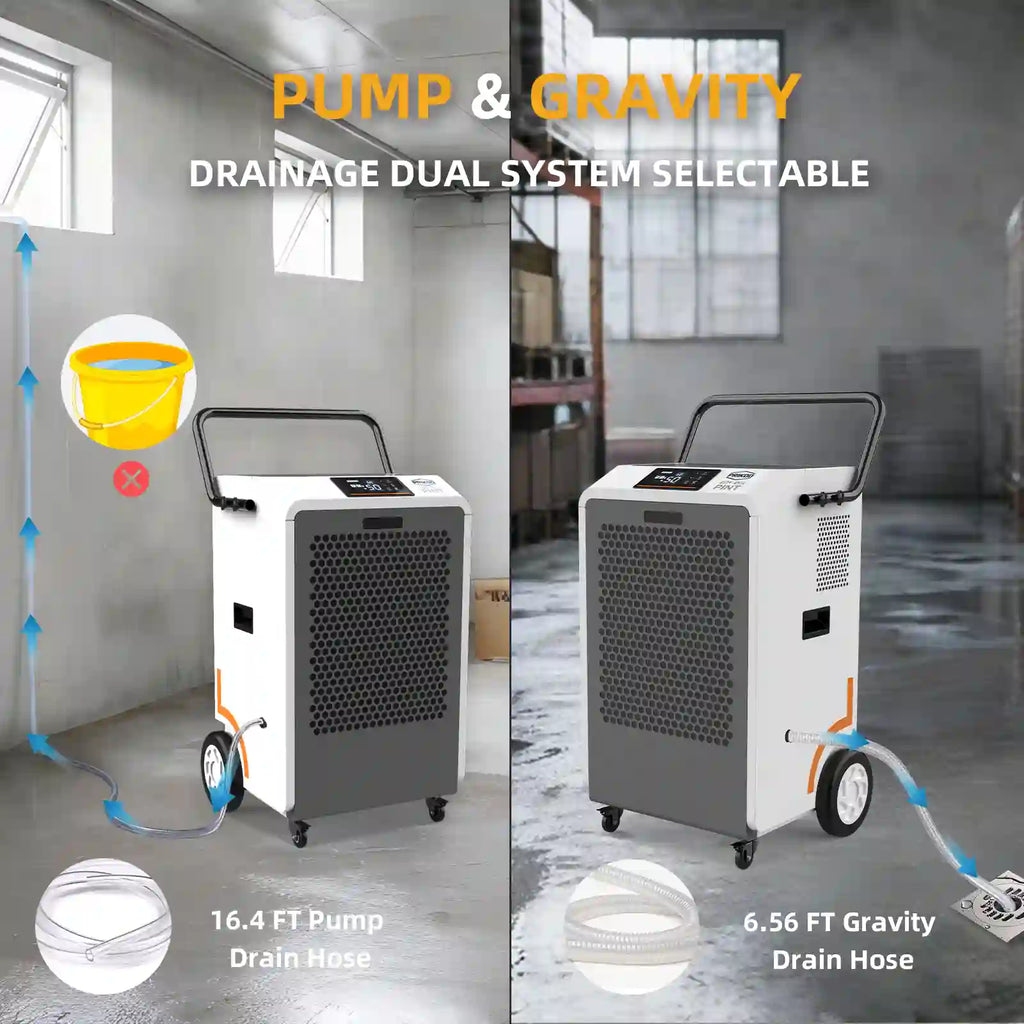 260 Pint Commercial Dehumidifier Built-in Pump for 8500 Sq Ft, Large Capacity Industrial Dehumidifier with Auto Defrost for Basement, Crawl Space, Water Damage Restoration, Includes Drain Hose